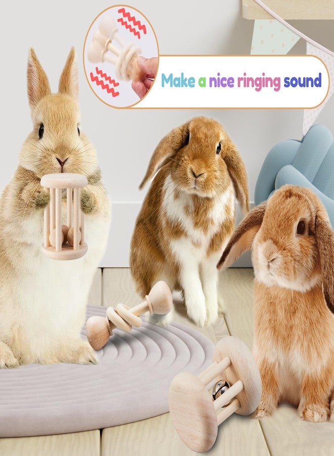 AOWPFVV 3 Pcs Wooden Bunny Toys - Safe Rabbit & Guinea Pigs Teeth Grinding Toys for Chinchillas, Hamsters & Small Animals - Indoor & Outdoor - Image 5